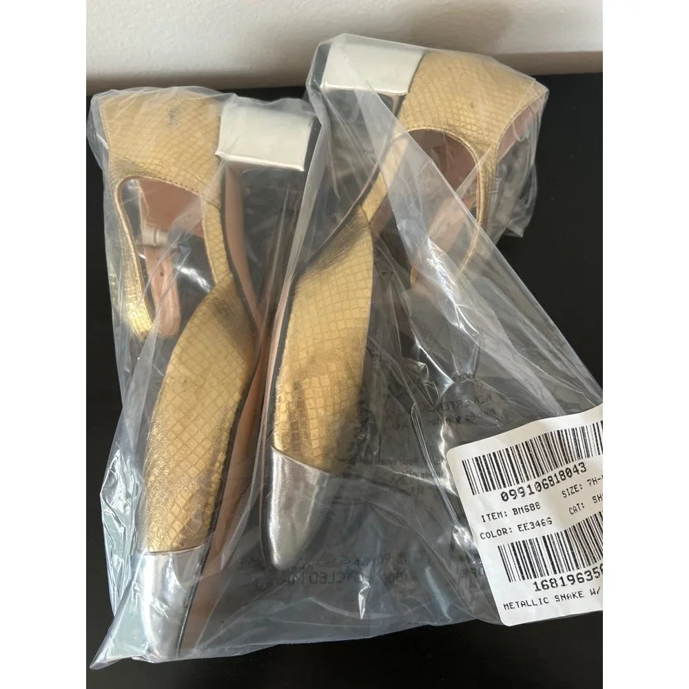 Millie ankle-strap heels in snake-embossed Italian leather Flaw BM688, Size 7H